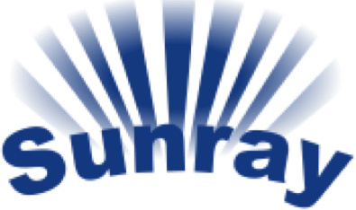 Sunray logo in blue.